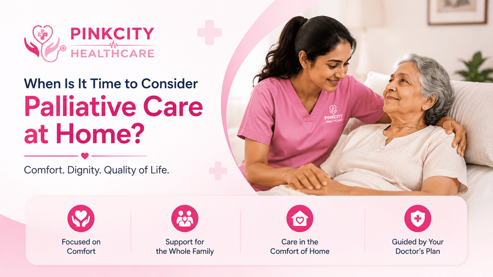A nurse offering comfort-focused care to a patient at home