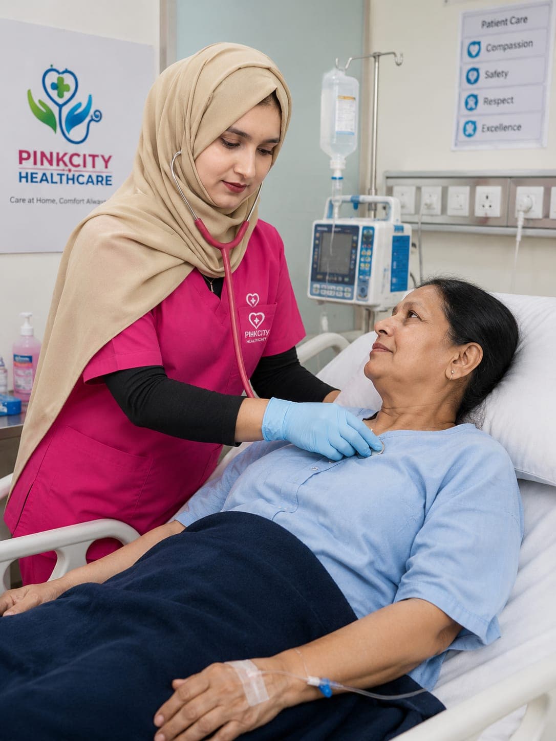 Professional home nursing care for a patient