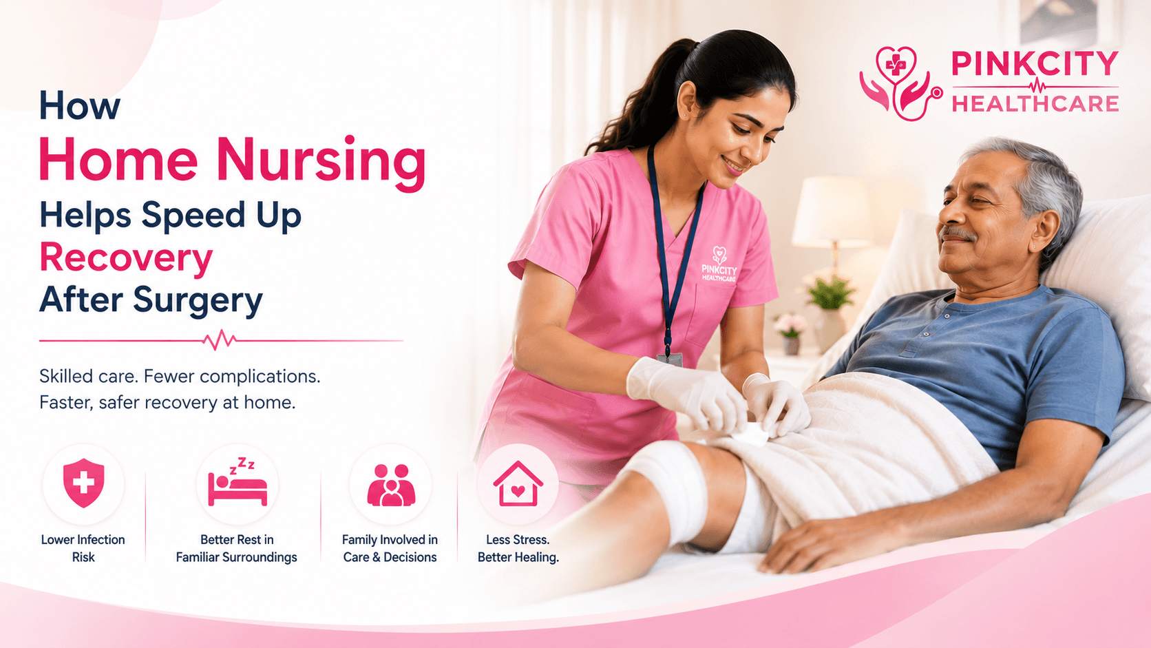 A home nurse checking on a recovering patient