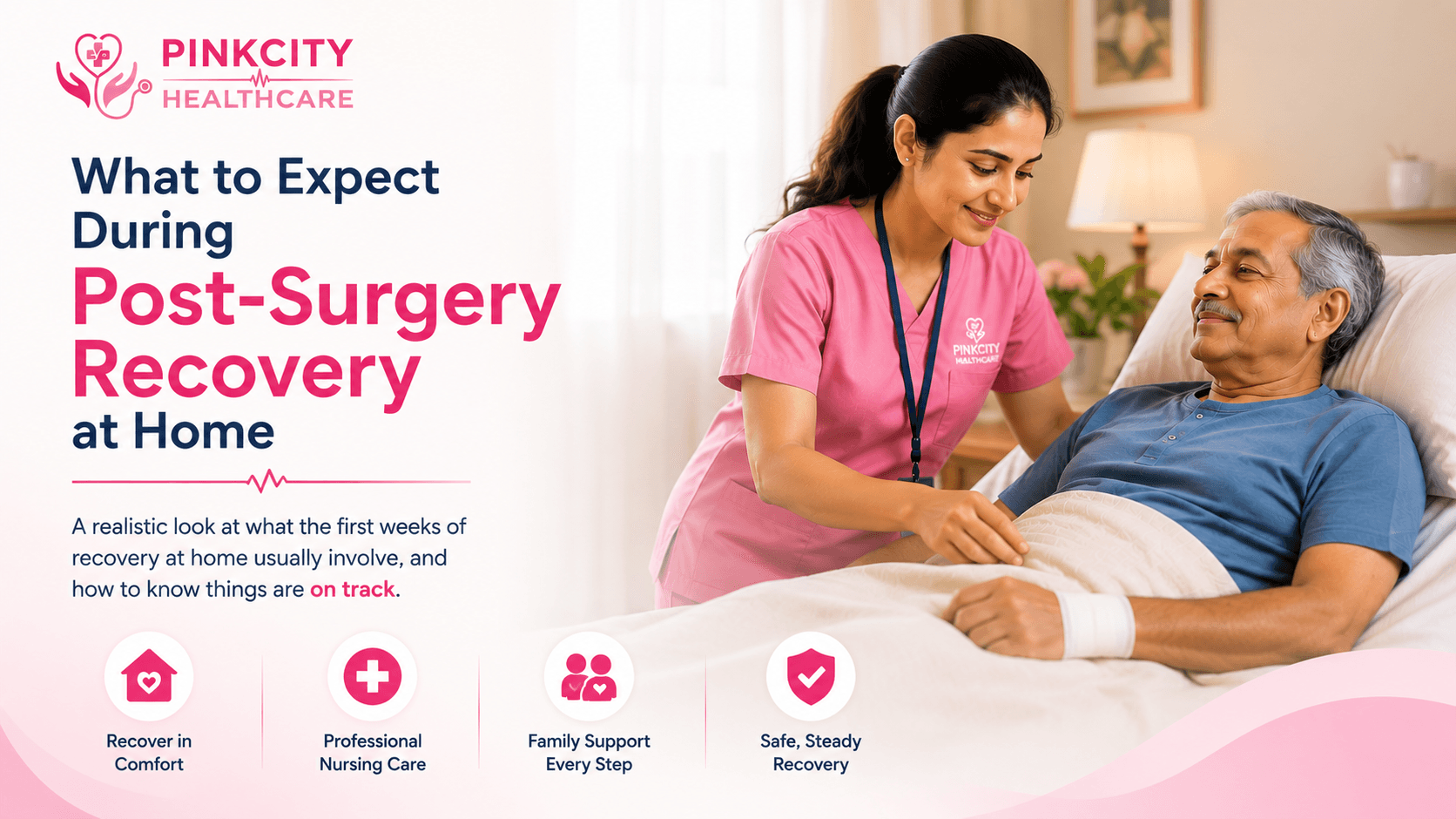 A patient resting at home during post-surgery recovery